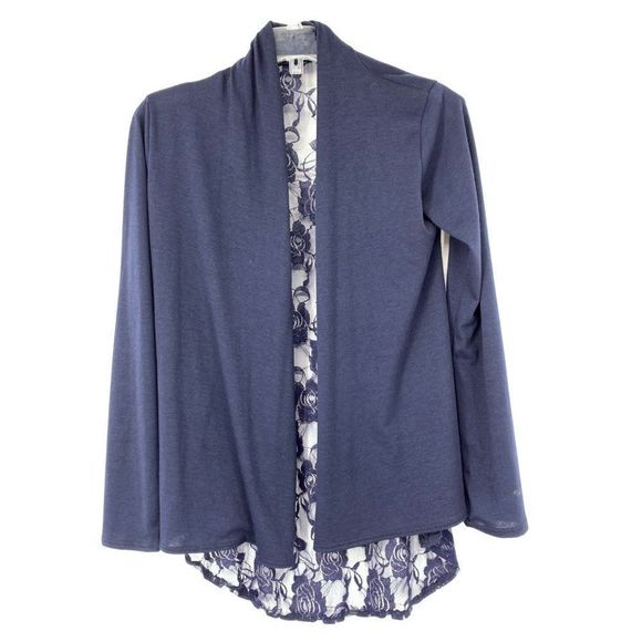 Womens Small Dynamite Lace Back Cardigan Open Front Sweater Long Sleeve - Picture 3 of 6